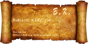 Babics Klára névjegykártya