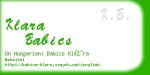 klara babics business card